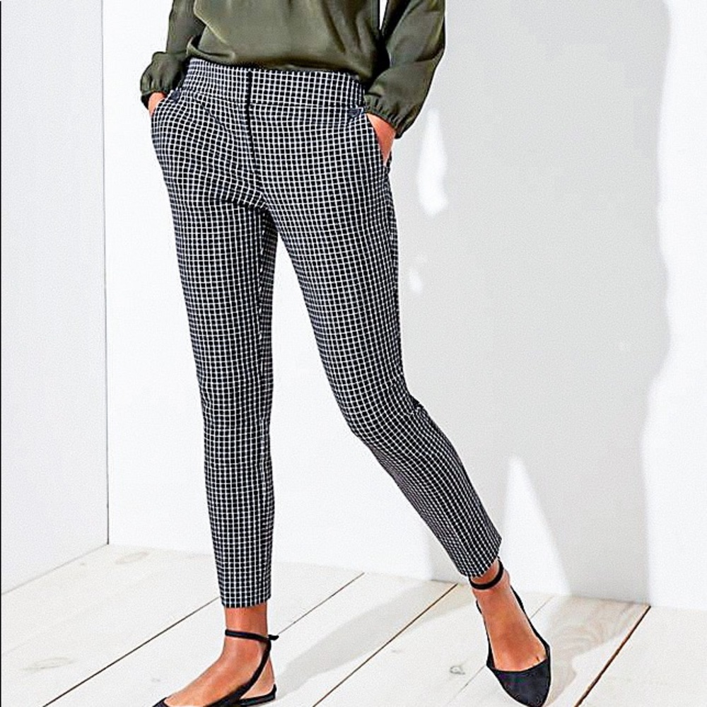 PETITE SKINNY BUTTON PLAID PANTS IN MARISA FIT
